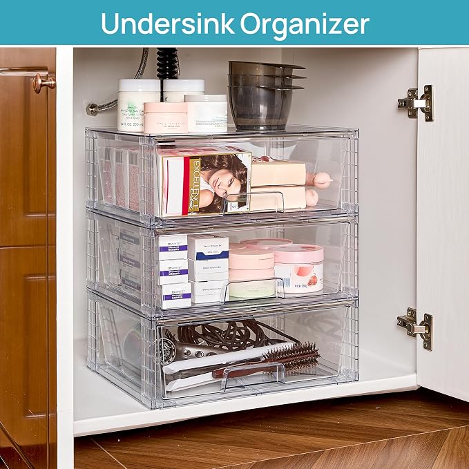Vtopmart 2 Pack Large Stackable Storage Drawers, Easily Assemble Clear Acrylic - Image 6