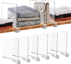 JOY DECOR 6 Pack Acrylic Clear Shelf Dividers by JOY+DECOR