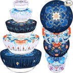 5 Pieces Bowl Covers Reusable, 5 Size Elastic Cloth Bowl Covers by Revahope