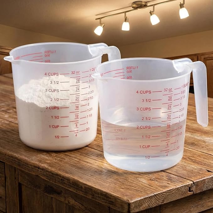 8 Pcs 4 Cup Capacity Plastic Measuring Cup, 32 Oz/1000 ml Clear Graduated - Image 6