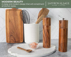 Saffron & Sage Premium Acacia Wood Salt and Pepper Grinder Set of 2-8” Tall - Image 4