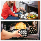 5 Pieces Buffalo Plaid Kitchen Towels Oven Mitts and Pot Holder Set Black and - Image 6