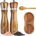 Wooden Salt and Pepper Grinder Set:Pepper Grinder Manual, Adjustable Coarseness by TanAndLin