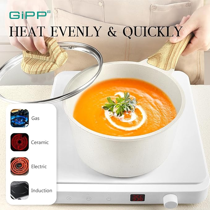 GiPP 21Psc Pots and Pans Set Non Stick White Granite Kitchen Cookware Sets - Image 4