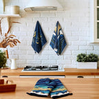Bencailor 6 Pcs Marble Kitchen Decor Gold Pot Holders Oven Mitts 2 Dish Towels - Image 4