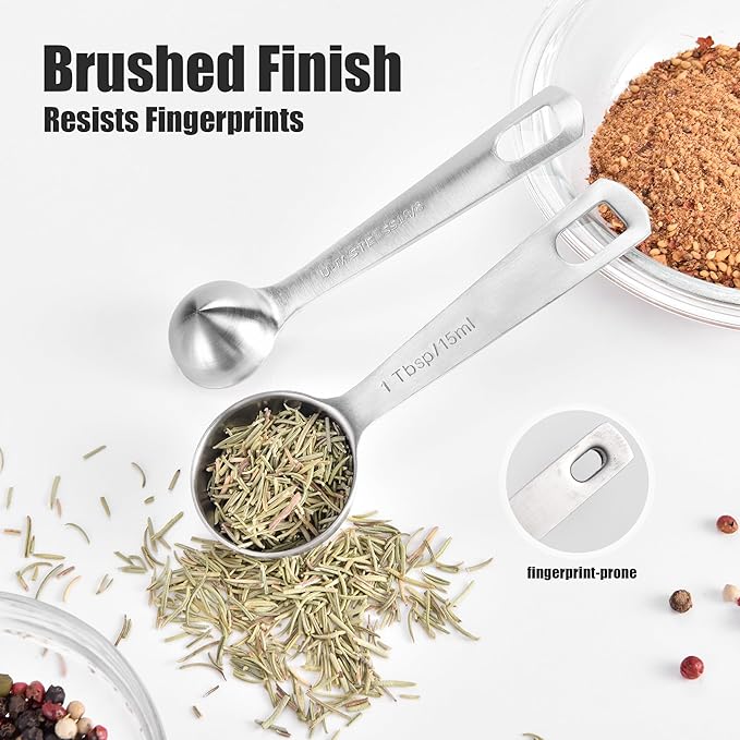 Doosu Measuring Spoons Set of 8-18/8 Stainless Steel Heavy Duty Teaspoons - Image 6