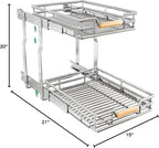 Pull out Cabinet Organizer, 2 Tiers 15"W X 21"D, Heavy Duty Smooth Sliding - Image 3