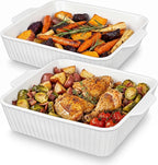 10" Square Ceramic Casserole Dish Set of 2-2.6 Qt Deep Baking Dishes by cikiciki
