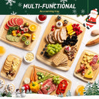 Bamboo Cutting Board Set Non Slip Feet Over Sink Eating Grilling Biard Cutboard - Image 6