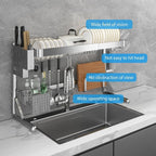 Over The Sink Dish Drainer Drying Rack, 2 Tier Adjustable Width 304 Stainless - Image 7