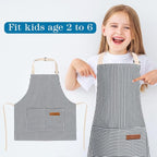2 Pack Stripes Kids Apron, Kids Cooking Aprons - Image 3