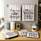 Sratte 6 Pcs Kitchen Decor Accessories Set Farmhouse Towels Pot Holders Oven - Image 2