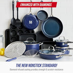 Blue Diamond 20 Piece Nonstick Cookware Set, Diamond Ceramic Pots & Pans - Image 2