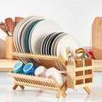 NOVAYEAH Bamboo Dish Drying Rack-2 Tier, Collapsible Small Dish Rack - Image 7