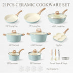 CAROTE 21-Piece Ceramic Pots and Pans Cookware Set, Non Stick Induction Cook - Image 2
