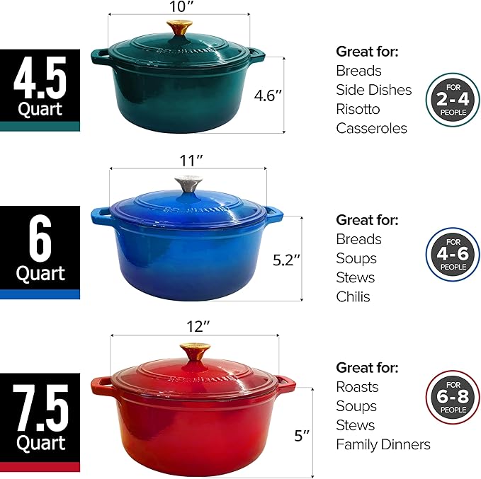 MUELLER HOME 4.5 QT Enameled Cast Iron Dutch Oven, Heavy-Duty Casserole Dish - Image 8