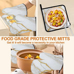 White Gold Marble Oven Mitts and Heat Resistant Pads - Image 5