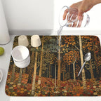 Fall Dish Drying Mat for Kitchen Counter Autumn Forest Vintage Botanical Nature - Image 6