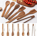 Eisinly Wooden Spoons for Cooking 7-Piece, Kitchen Nonstick Wood Cooking - Image 2