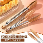 Baderke 2 Pcs Olive Wooden Kitchen Tongs - Image 3