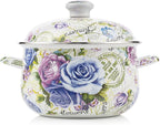 Retro 5QT Flower Enamel on Steel Stock Soup pot by OLYTARU