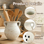 Rustic Kitchen Utensil Holder for Countertop, 7.6x4.9In Large Ceramic Cooking - Image 4
