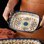 Baking Dish Ceramic Baking Pan Blue Casserole Dish Rectangular Baking Set 2pcs - Image 6