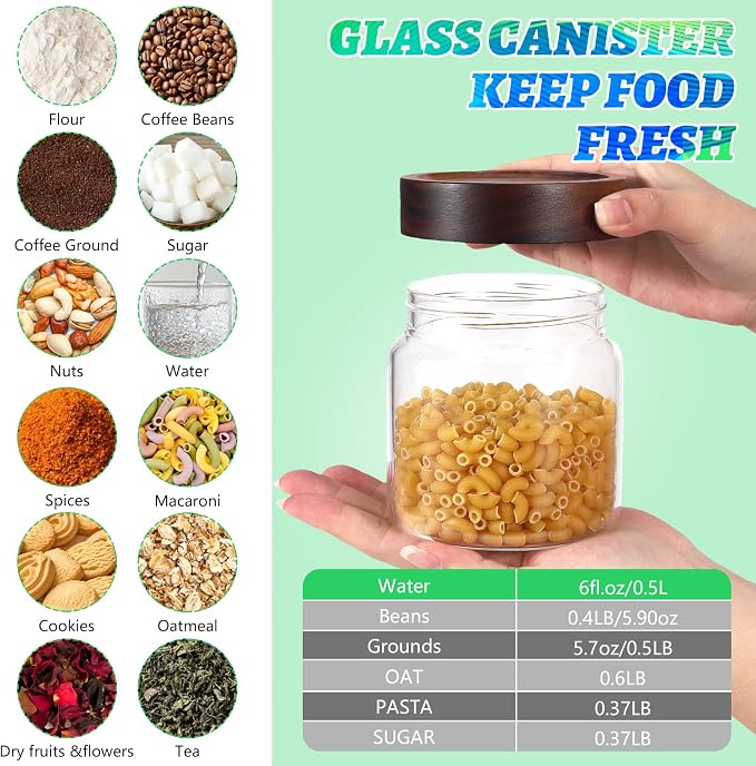 16 oz Glass Jars with Airtight Lid Spice Jar Round Storage Canister with Clear - Image 3