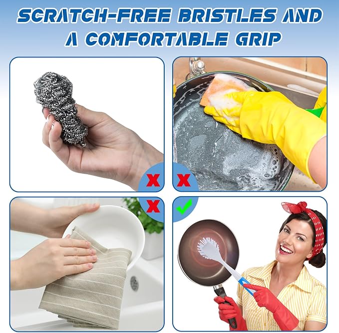 Hsei 30 Pcs Blue Kitchen Scrub Dish Brush Bulk - Image 4