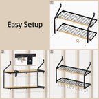 KES 132lb Heavy Duty Hanging Pot Rack Wall Mounted, 34 Inch Solid Wood Pot Rack - Image 8