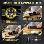 Knife Sharpener, 4-in-1 with Non-Slip Base and Adjustable Angle Guide, Steel - Image 6