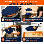 Silicone Splatter Screen for Frying Pan, 13” Navy – Grease & Oil Splatter Guard - Image 4
