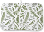 Sage Green Herb Leaves Dish Drying Mat 18 x 24 Inch Vintage Sage Green Leaf by Sorktse