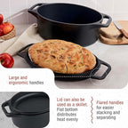 Victoria 6-Quart Cast Iron Oval Dutch Oven, Combination Combo Cooker Pot and - Image 4