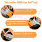 Extra Large Diamond Sharpening Stone Set 3 Side Grit 400/600/1000 Premium - Image 3