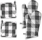 Oven Mitt & Pot Holder Buffalo Plaid Check 100% Cotton Heat Resistant Oven by SoftopiaCotton