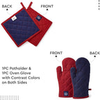 Encasa XO Heat Resistant 100% Cotton Oven Glove & Potholder Set - Image 3