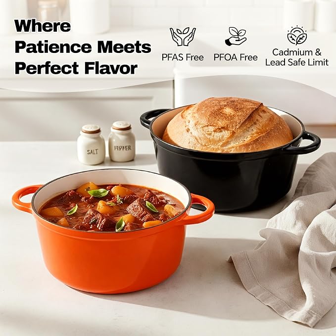 6.5 Quart Dutch Oven Pot with Lid, Non Stick Enameled Cast Iron Dutch Oven - Image 2