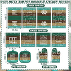 12 Pcs Farmhouse Kitchen Decor Sets 4 Teal Green Kitchen Towels 4 Teal - Image 3