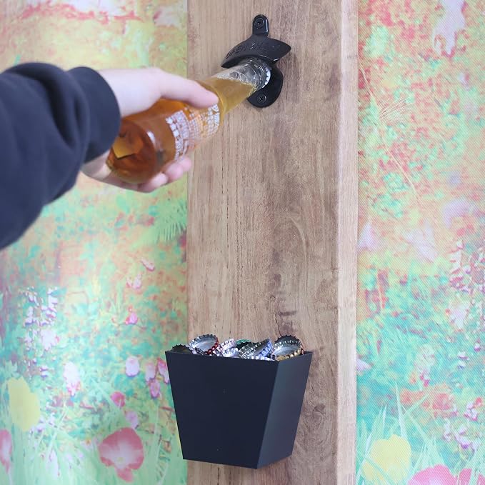Rustproof Wall Mounted Beer Opener Black, Retro Post Mounted Soda Bottle Cap - Image 3