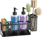 MASADI Kitchen Sink Caddy with Dish Soap Dispenser Set, 12OZ Glass Bottle - Image 9