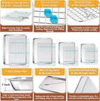 P&P CHEF 16 + 12.5 + 10.4 + 9 Inch Baking Sheet and Rack Set, Oven & Dishwasher - Image 3