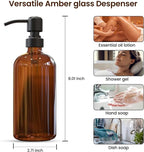 Sunrise Premium 4 Pack Amber Glass Soap Dispenser 16 OZ - Image 3
