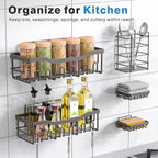 EUDELE 5-Pack Rustproof Stainless Steel Shower Caddy Set– No Drill Adhesive - Image 6