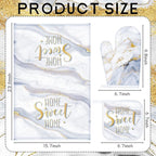 Leinuosen 8 Pcs White Marble Kitchen Decor Dish Towels and Oven Mitts Sets Pot - Image 3