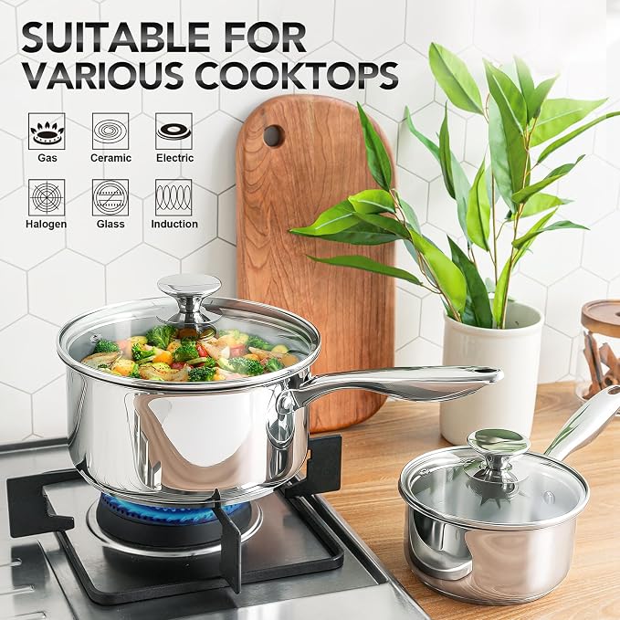 MICHELANGELO Stainless Steel Saucepan Set - Image 2