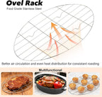 18” Roaster Pan with Lid and Rack, Large Enamel Roaster Pan with Oval Roasting - Image 5