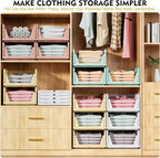 SNSLXH 5 Pack Stackable Closet Storage Basket, Space-Saving Clothes Storage - Image 4