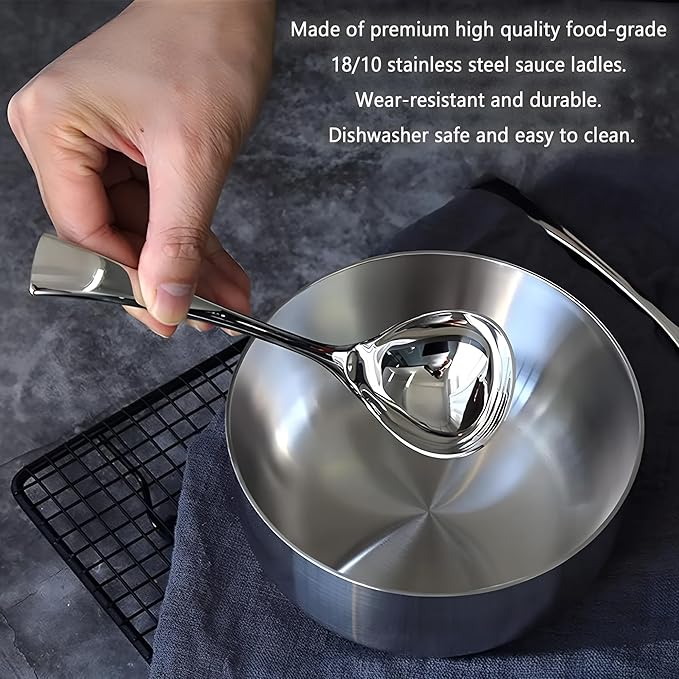 Comicfs Gravy Ladle, 18/10 Stainless Steel Soup Ladle, Small Soup Ladles - Image 4