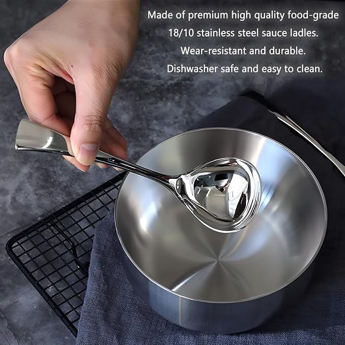 Comicfs 2 Pack Gravy Ladle, 18/10 Stainless Steel Soup Ladle, Small Soup Spoon - Image 4